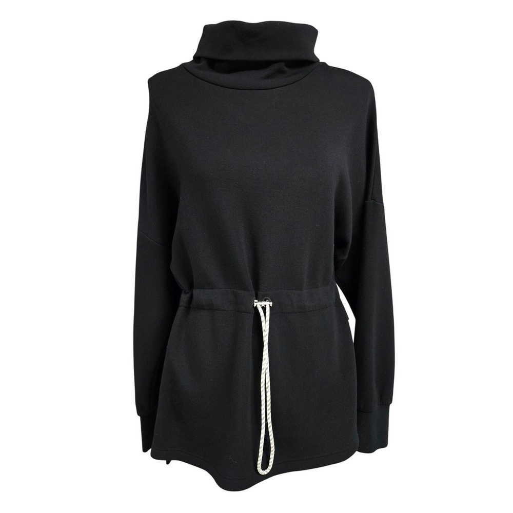 Varley Freya Sweatshirt‎ Funnel Neck Cinch Waist Black Soft Stretch Women's Sz M